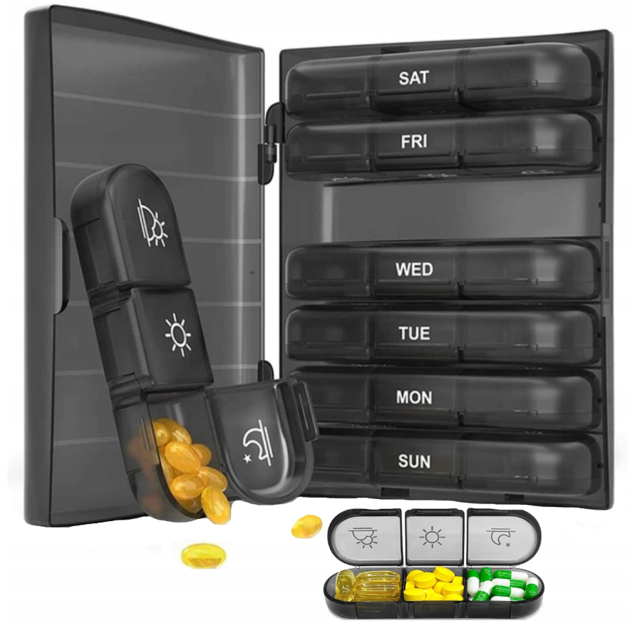 týždenný dávkovač liekov – organizér na lieky